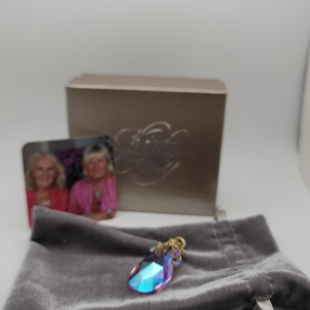 Kirks Folly Crystal Iridescent Lavender Dream Teardrop Open Ring Charm